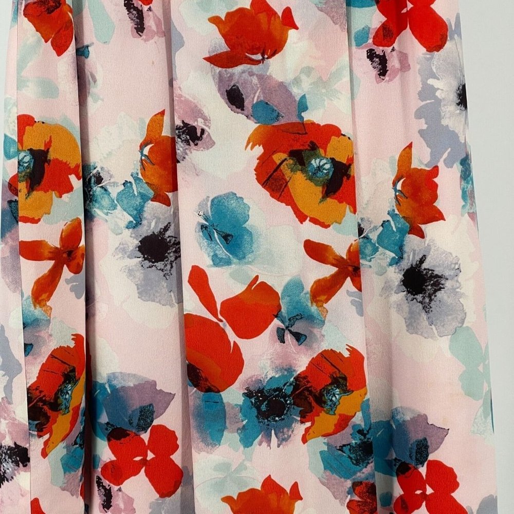 Rebecca Taylor 100% Silk Floral Watercolor Dress Womens sz 2 Plunge Neck Cutout - Picture 5 of 11